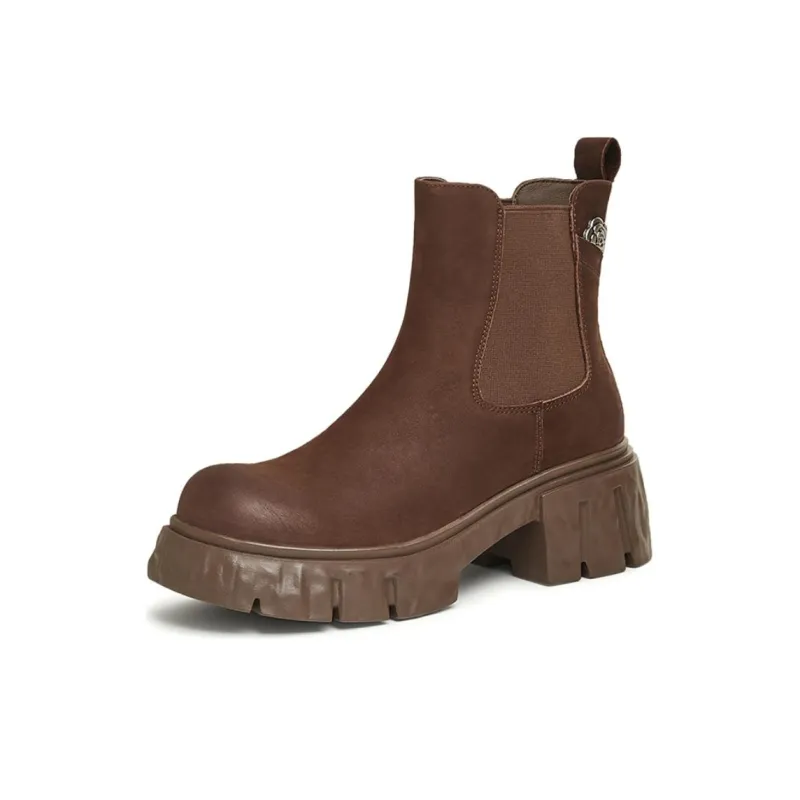 TATA Chelsea Boots Women's Dark Brown/Yellow Brown-1