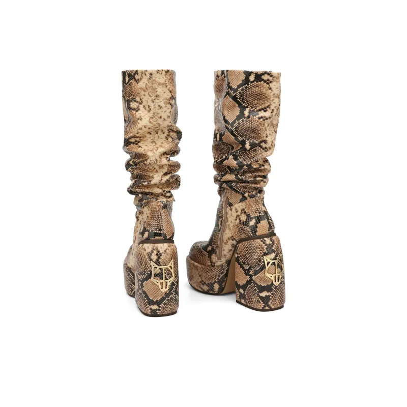 Naked Wolfe Space Knee-high Boots 13.5cm Women's Yellow Black-3