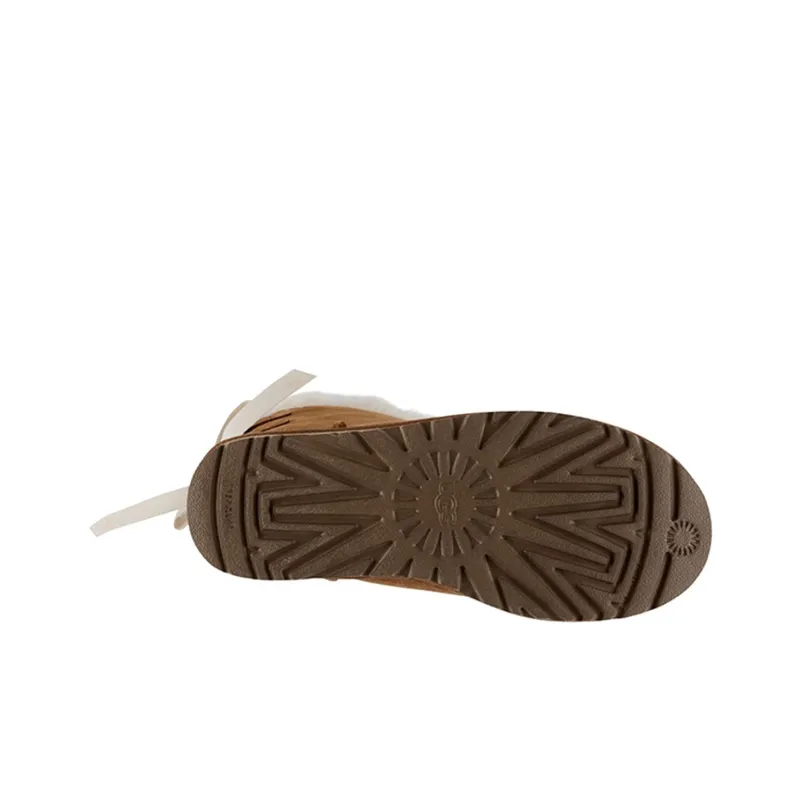 UGG Short Bow Stiefel Fleece Lined Brown Women's-5