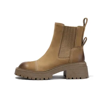 SELAIYA Short Chelsea Boots Women's Khaki