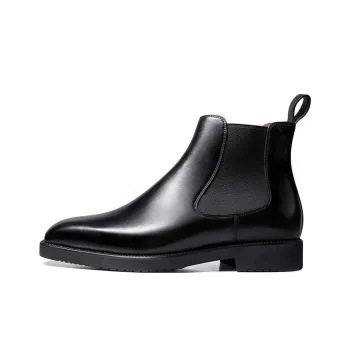 Zuti British Business Calfskin Dress Boots Short Chelsea Boots Men's Black