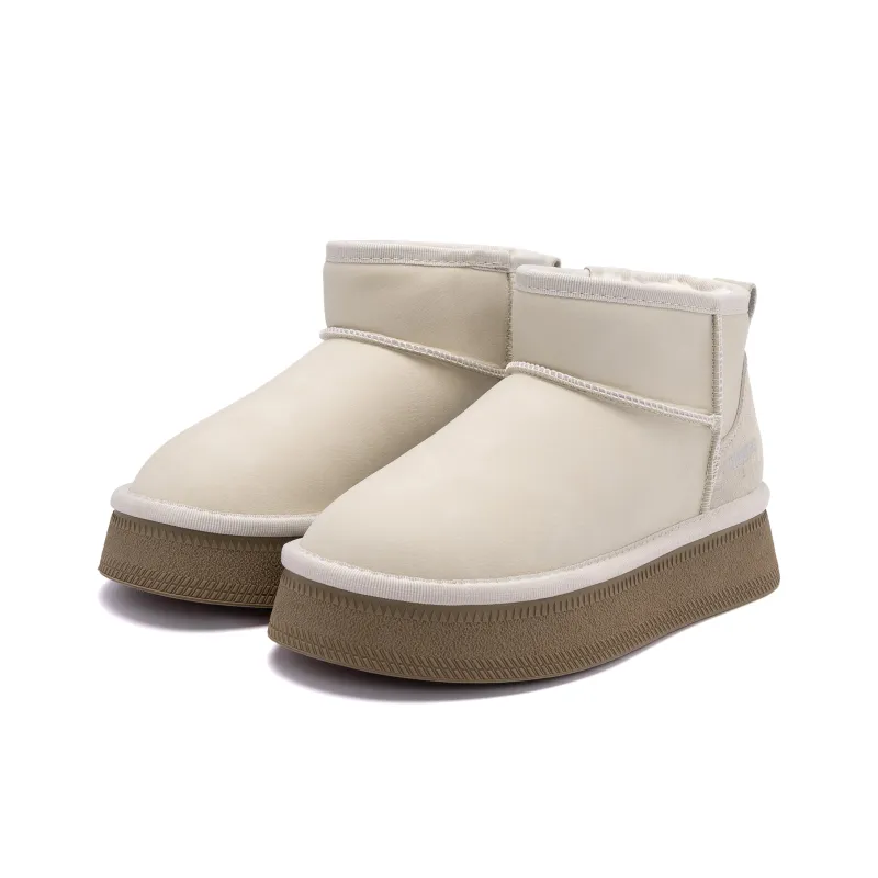 HUANQIU Height Increasing Warm And Wear Resistant Short Snow Boots Women's Beige-4