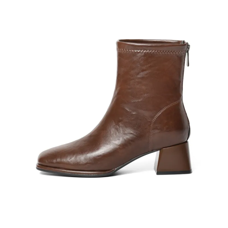 BELLE Ankle Boots Women's Khaki/Ecru/Black/Black, Pleated Leather/Brown, Pleated Leather-16