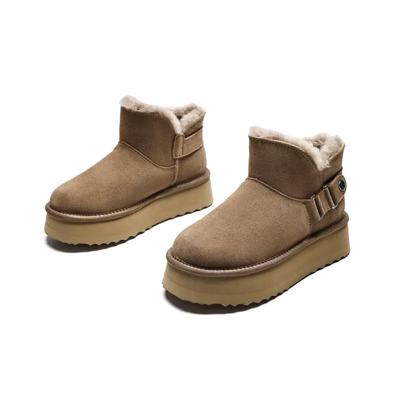 EBLAN Warm Slip Resistant Ankle Length Snow Boots Women's Olive-1