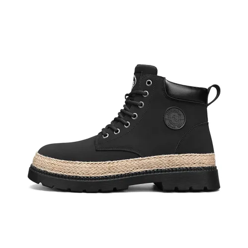 HUANQIU Short Mid-Calf Martin Boot Men's Black