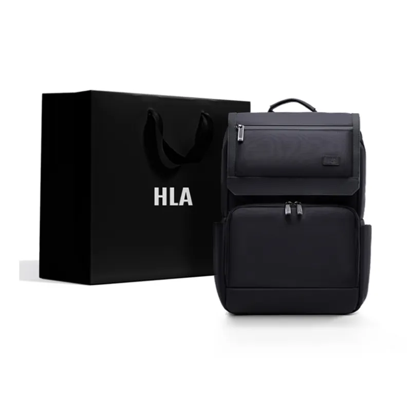 HLA Polyester Backpack Unisex Black-6