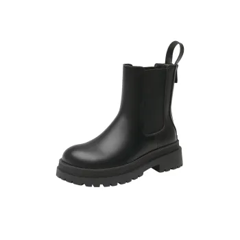 DUSTO Short Trendy Charm Elegant Chelsea Boots 4.8CM Women's Black