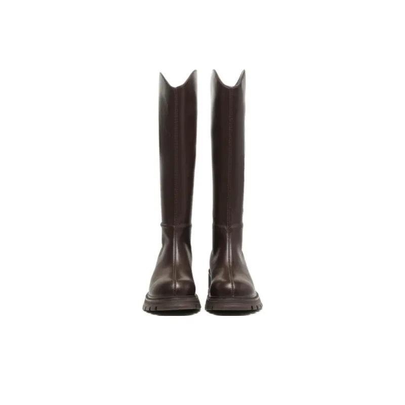 DUSTO Knee high Boots Women's Black/Beige/Coffee-14
