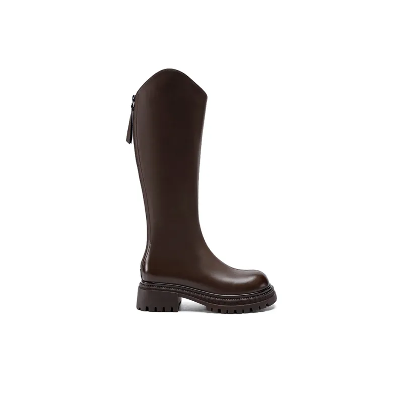 ZHR Knee high Boots Women's Black/Milk Tea/Brown-14