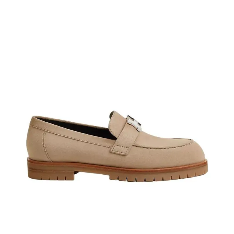 HERMES Faubourg Loafers 2.5cm Women's Brown-1