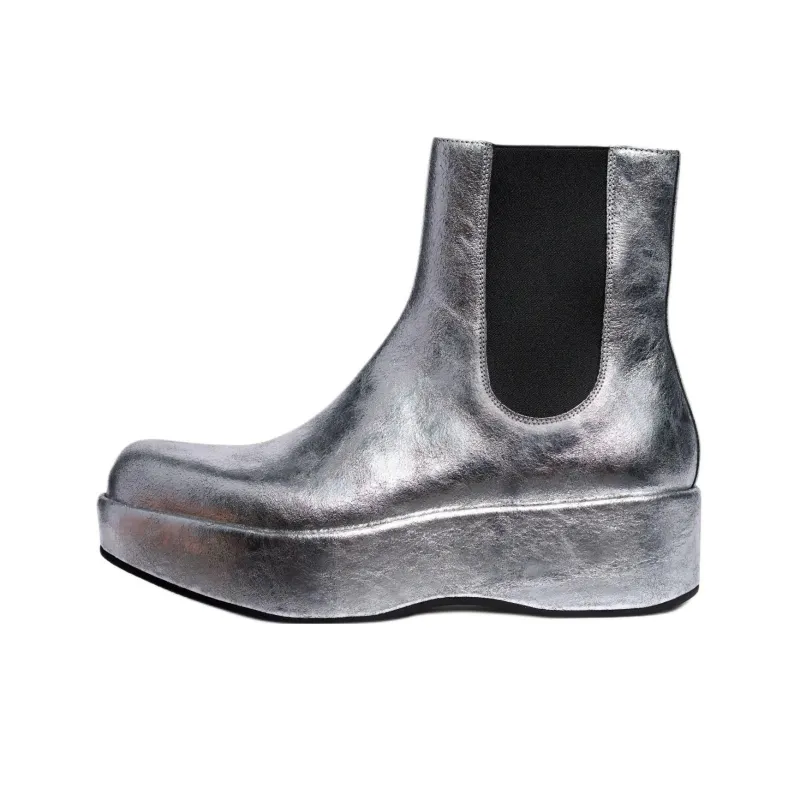 ZARA Short Chelsea Boots Men's Silver-0