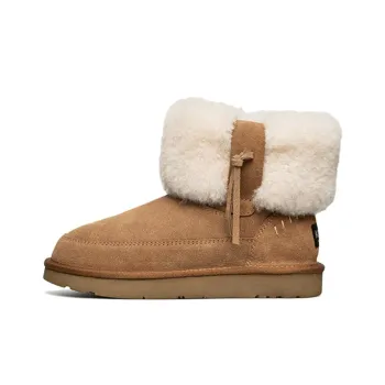 AU&MU Warm Slip-Resistant Short Snow Boots Women's Chestnut