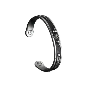 Three Blessings Of Happiness 925 Sterling Silver Bangles Unisex