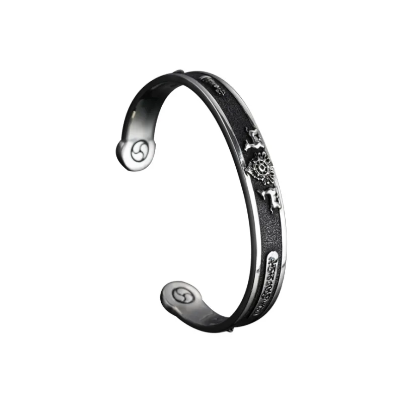 Three Blessings Of Happiness 925 Sterling Silver Bangles Unisex-0