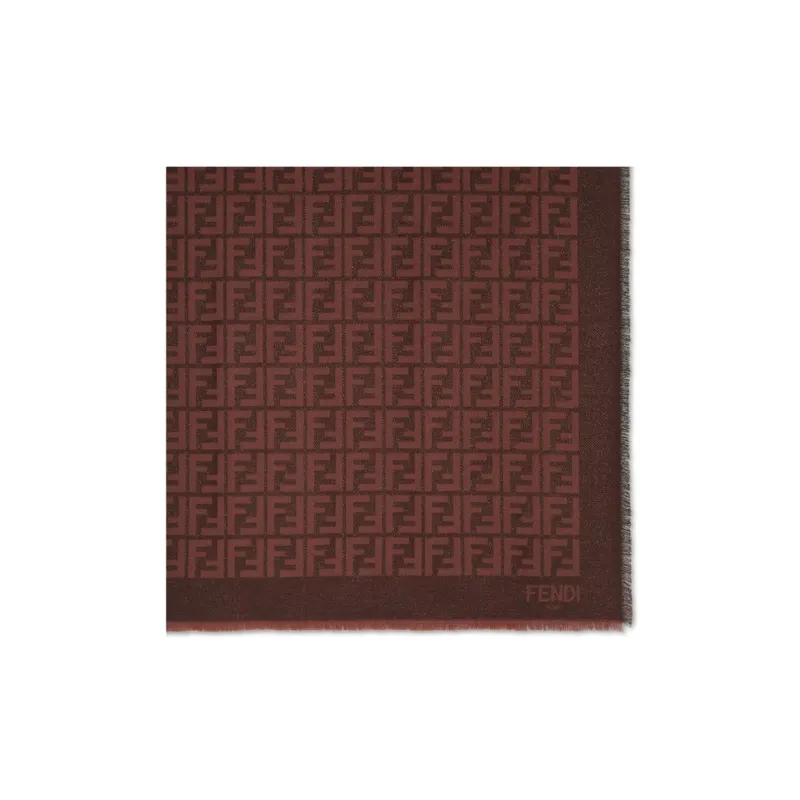 FENDI Wool Fleece, Viscose, Metalized Polyester Knit Scarves Women's Brown-0
