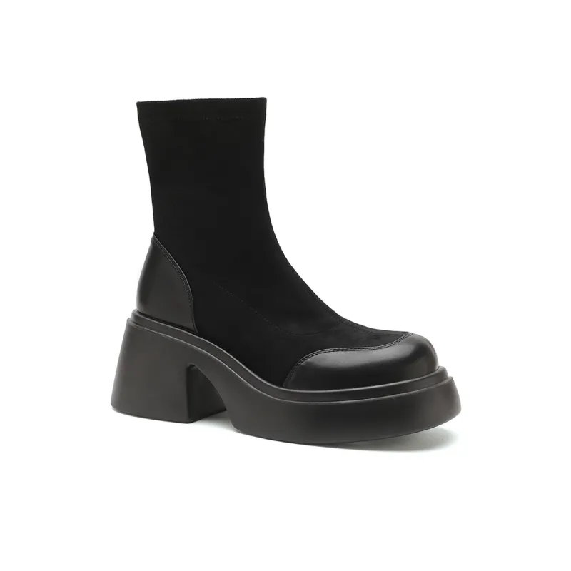 FOXER Ankle Boots High Heel Women's Black-9