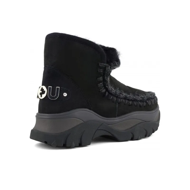 MOU Eskimo Warm And Wear-Resistant Short Snow Boots Women's Black-3