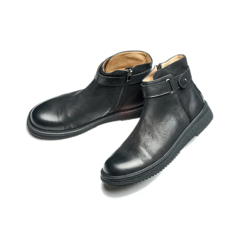MANSA Chelsea Boots Short British Vintage Fashion-12