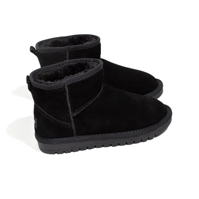 Feiyue Warm Water-Resistant Height Increasing Slip-Resistant Crew Snow Boots Women's Black-3