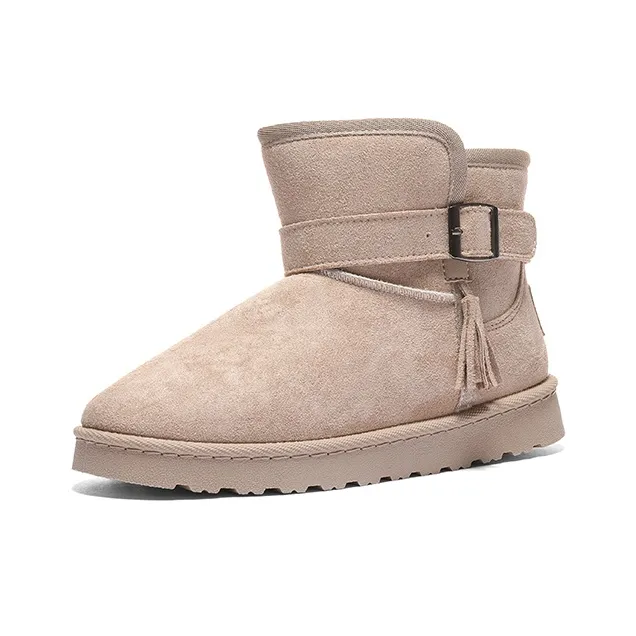 Warrior Warm Cushioning And Wear-Resistant Short Snow Boots Women's Khaki-1