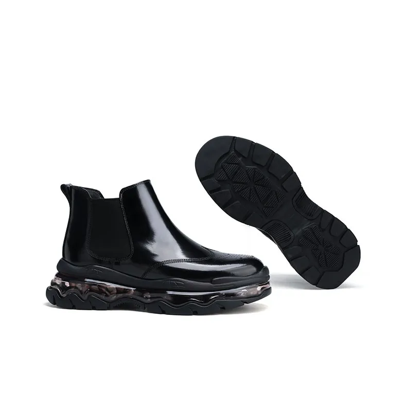U7 Short Mid Calf Chelsea Boots Men's Black-2