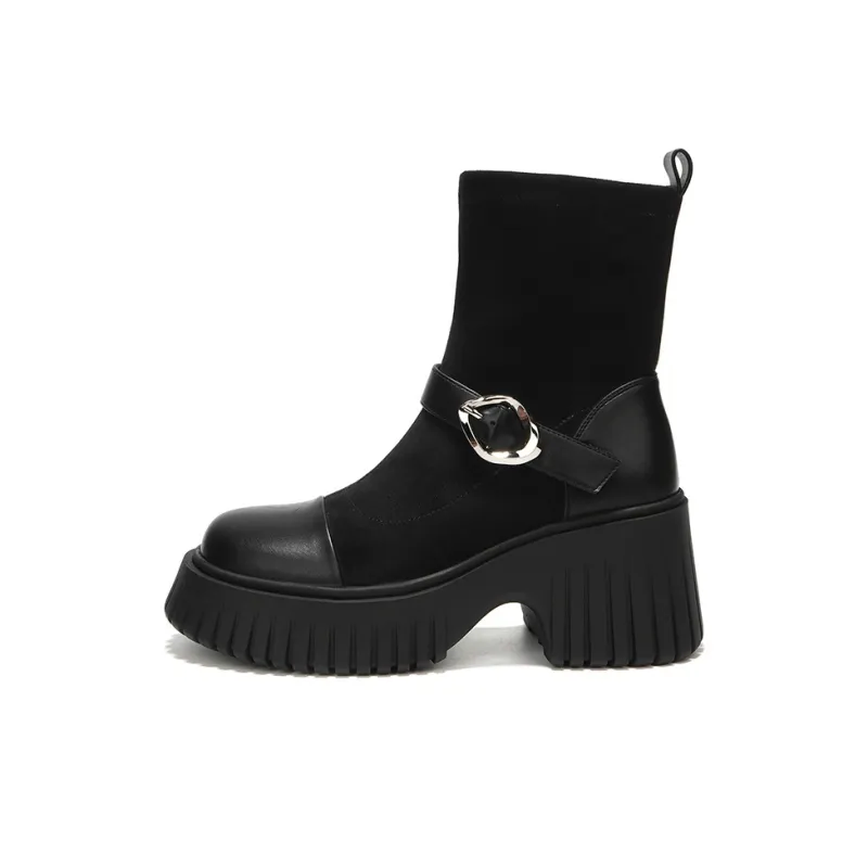 WEISHIBANGWEI Ankle Boots 7.5CM Women's Black-0