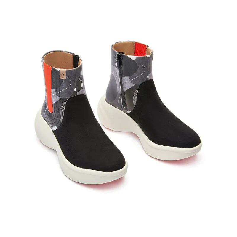 U.IN Painted Travel Shoes-Si Chuan 4 Artistic Collection Chelsea Boots Women's-7