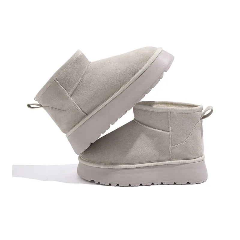 HUANQIU Crew Snow Boots Women's Beige-4