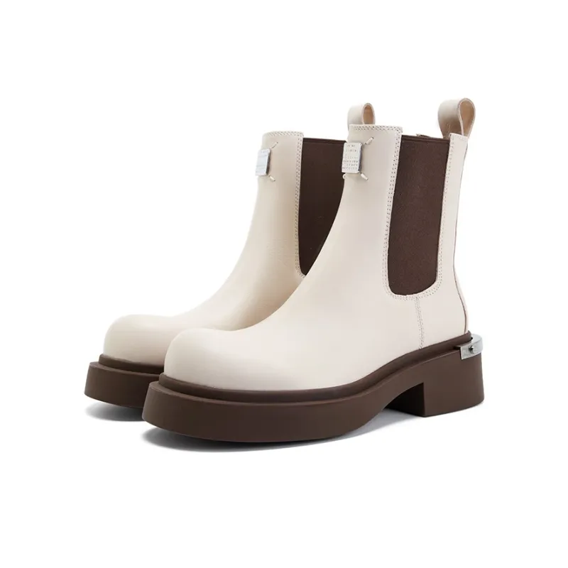 CHERYKALLY Chelsea Boots 5cm Women's Ecru-1