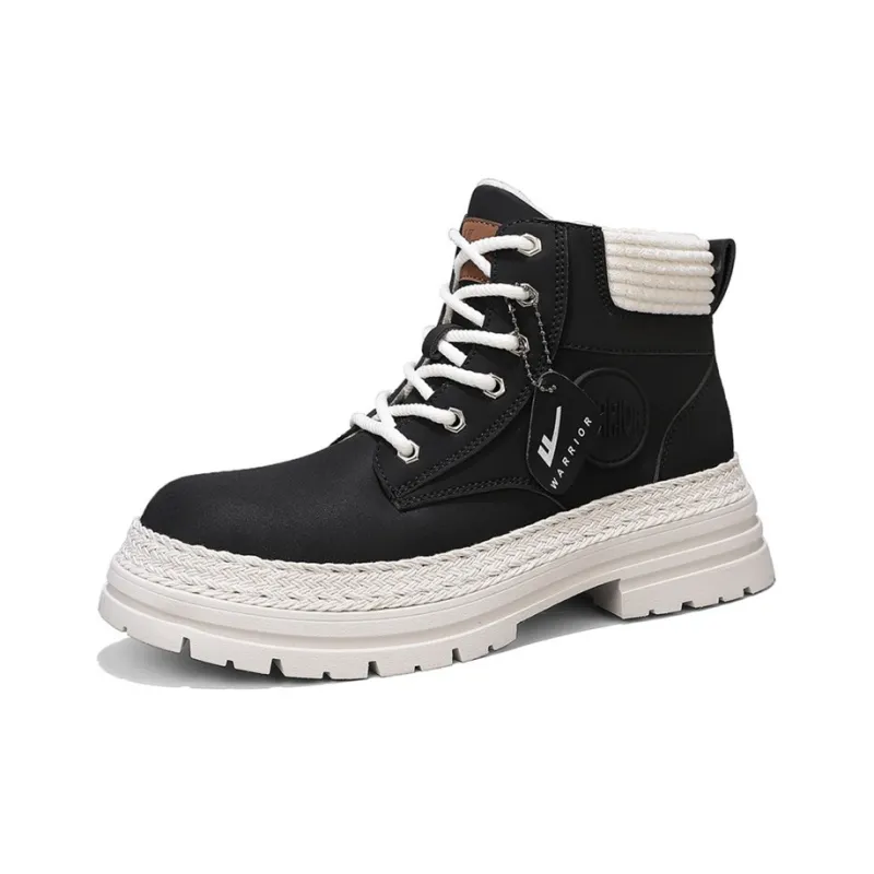 Warrior Warm Height Increasing Crew Snow Boots Men's Black Beige-1