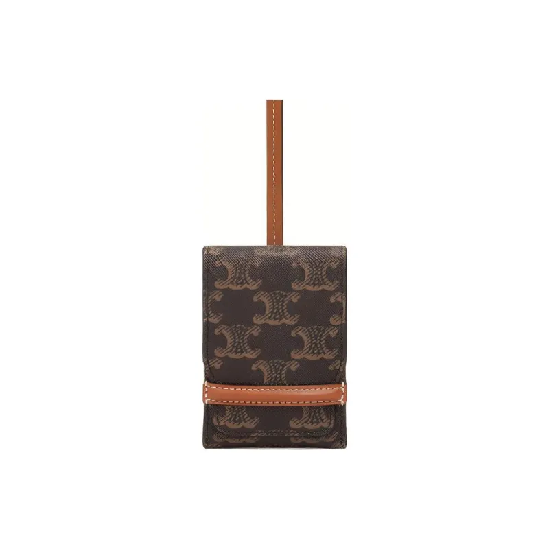 CELINE Triomphe Canvas With Calfskin Bag Accessories Unisex Tawny-1