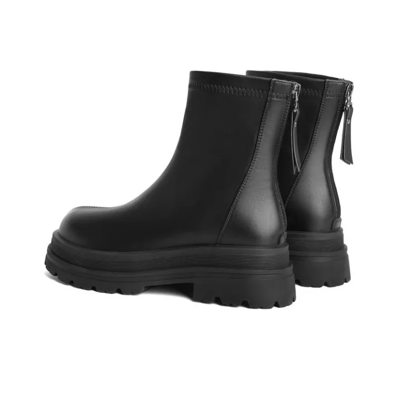 BELLE Ankle Boots 5.5cm Women's Ecru Black Brown-10