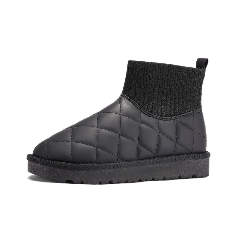 Warrior Warm Height Increasing Short Mid Calf Snow Boots Women's Black-1