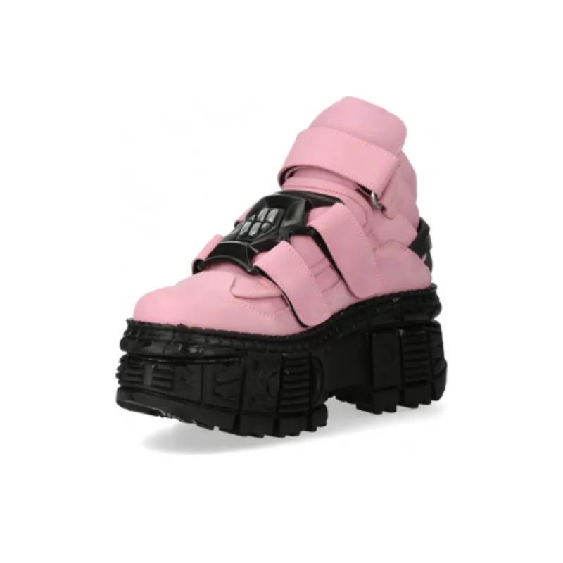 NEW ROCK Ankle Boots 10cm Unisex Pink-2