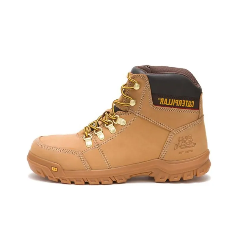 CAT Wear Resistant Cushioning Warm Crew Outdoor Boots Men's Yellow Brown-0