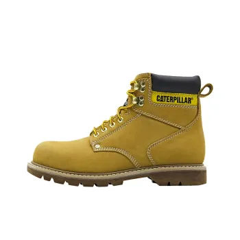 CAT Abrasion Resistant Slip Resistant Ankle Length Hiking High Top Workwear Outdoor Boots Men's Yellow Brown