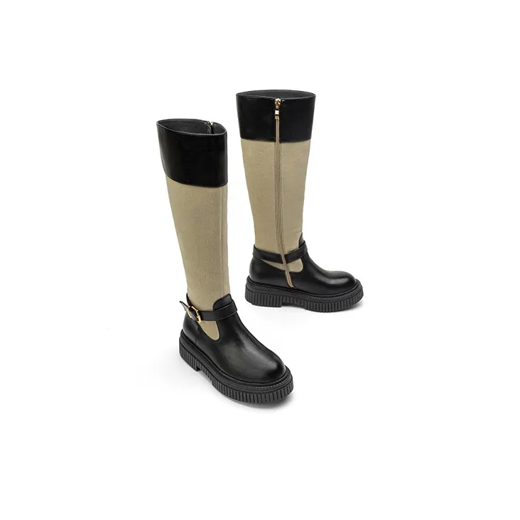 TOOMANYSHOES Knee high Boots Women's Black/Yellow-2
