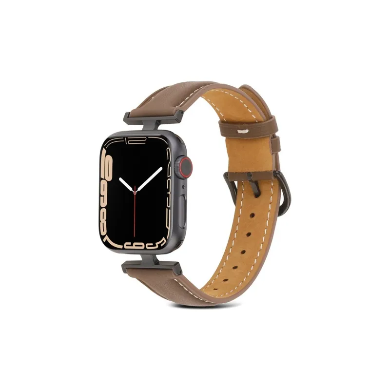 CHRROTA Compatible Apple Watch Iwatch 10/9 New L-Shaped Connector Calfskin Apple Watch Strap Watch Bands-4