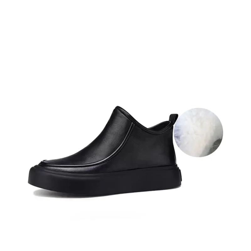 WEISHIBANGWEI Ankle Boots Medium Heel Men's Black-1