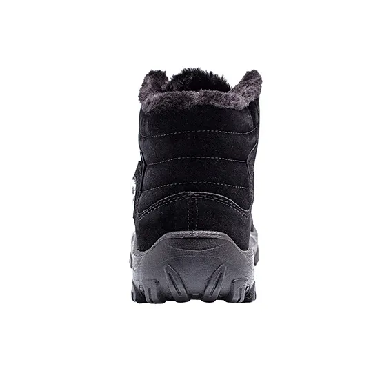 Warrior Warrior Thickened And Fleece Lined Padded Shoes Warm And Wear Resistant Short Outdoor Boots Men's Black-3