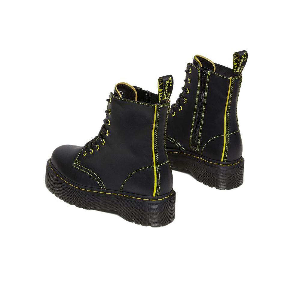 Dr.Martens Jadon Ii Boot Neon Star Leather Platforms Black Yellow POIZON