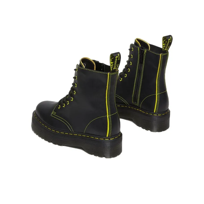 Dr. Martens Jadon Ii Boot Neon Star Leather Platforms 'Black Yellow'-4