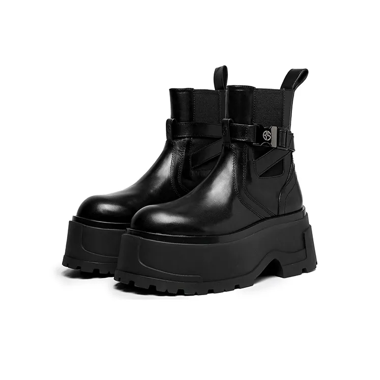 BLOCCO5 Buckle Decoration Height Increasing Short Chelsea Boots 6.5cm Women's-11