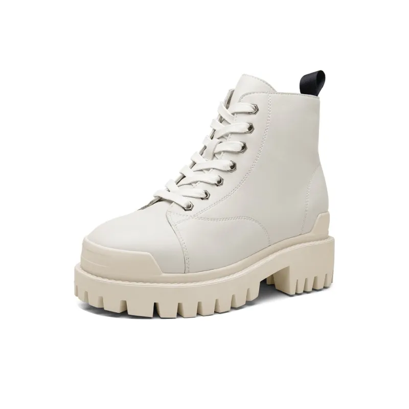 He Jinchang Short Martin Boot Women's White-2