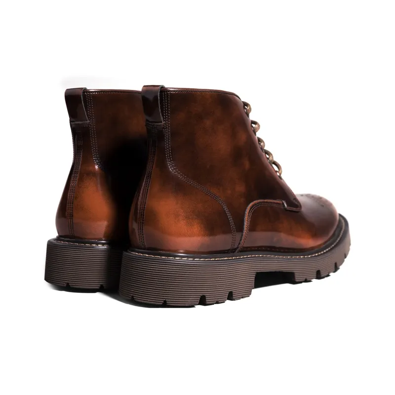 THOM WILLS British Vintage Casual Leather Boots Short Martin Boot Men's Yellow Brown-3