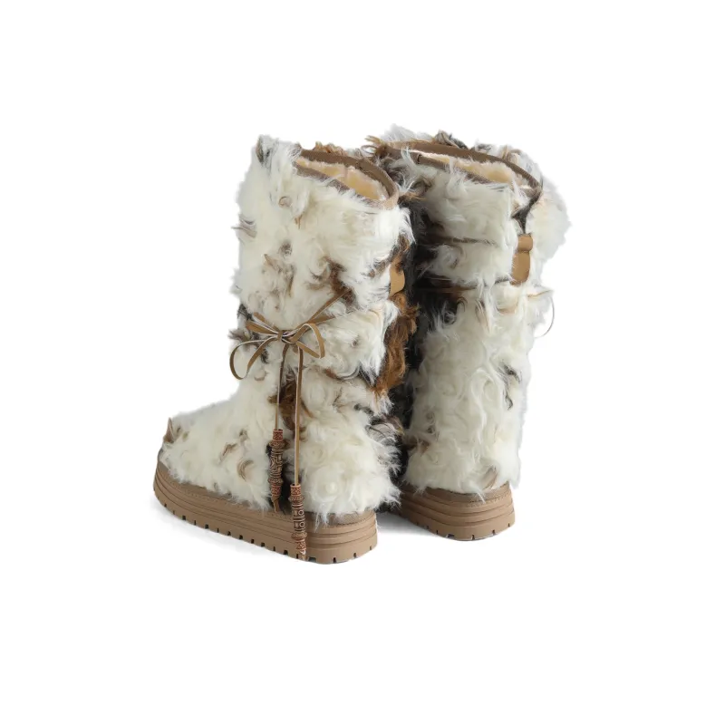 DOLIN COLLECTION 32cm Small Curl Snow Boots Women's Multicolor-4
