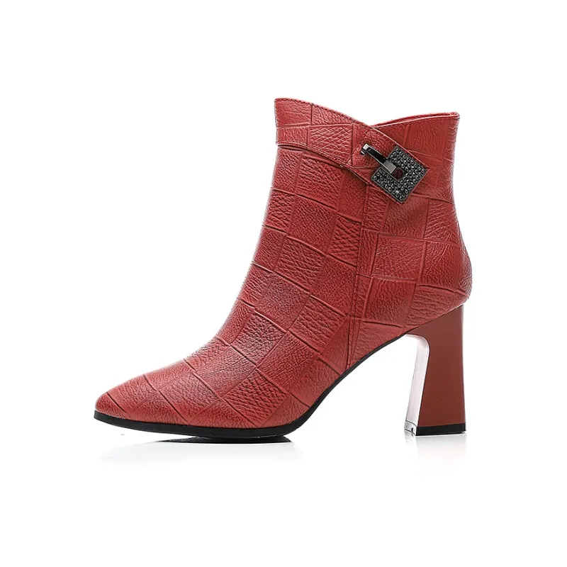 VEDULLAR Ankle Boots Women's Black/Burgundy/Beige-14