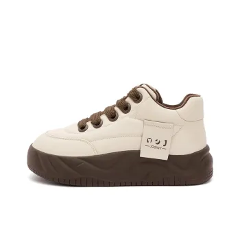 JOSINY Trendy Fashion Comfortable Versatile Puffy Shoes Low Top Casual Shoes Women's Beige Brown