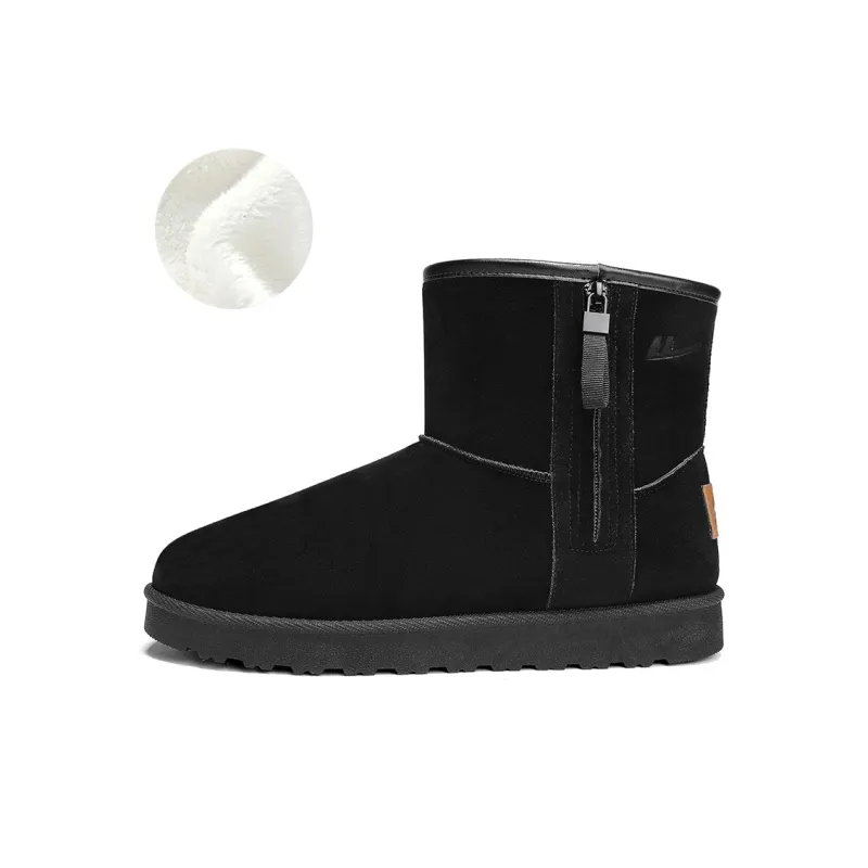 Warrior Thermal Coverage Height Increasing Abrasion Resistant Slip Resistant Short Mid Calf Snow Boots Men's Black-1