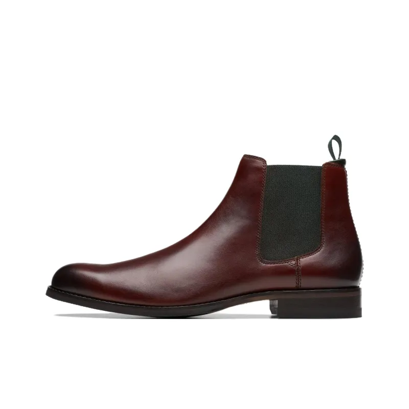 Clarks Craft Arlo Top Short Chelsea Boots Men's Red-0